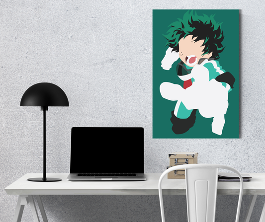 Emerald Hero: Deku Vector Art - Premium Metal Poster