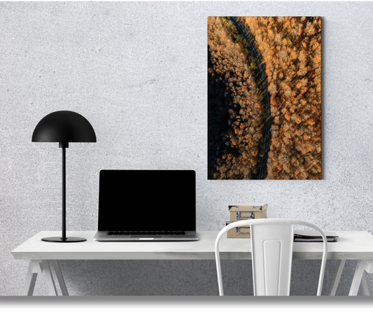 The Winding Path Through Autumn's Gold - Premium Metal Poster