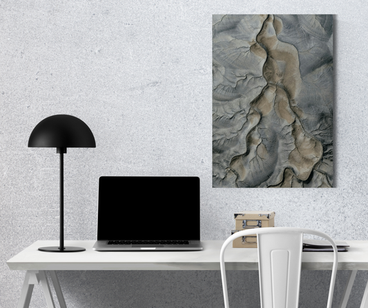 "Arid Ridges: Textured Slate Earth - Premium Metal Poster