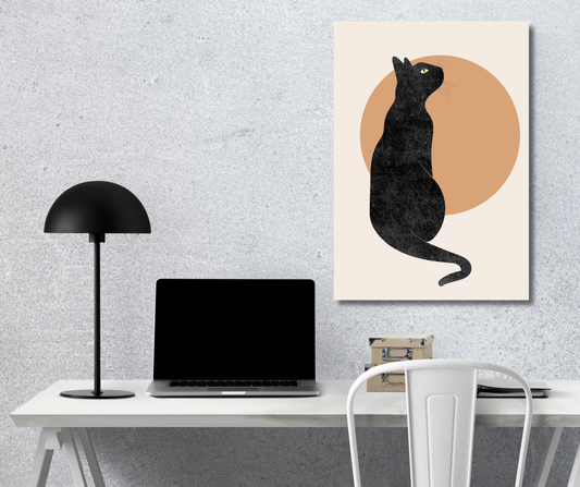 The Midnight Silhouette: Lunar Feline - Premium Metal Poster