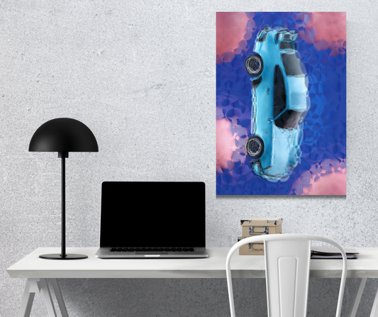 The Geometric Pulse of a Digital Speedster: - Premium Metal Poster