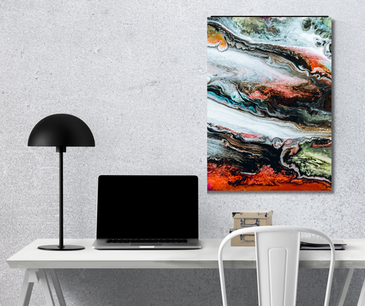 Crimson Glaze: Luxury Marble Abstract Metal Poster