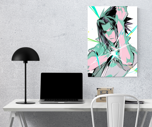 Uchiha’s Retribution: Sasuke Neon Glitch - Premium Metal Poster
