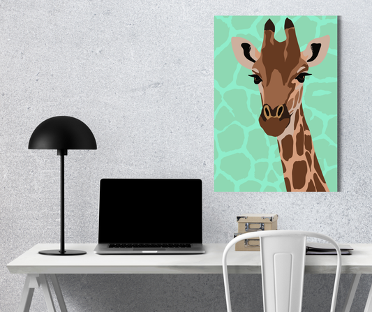 The Minty Maverick: Geometric Giraffe - Premium Metal Poster