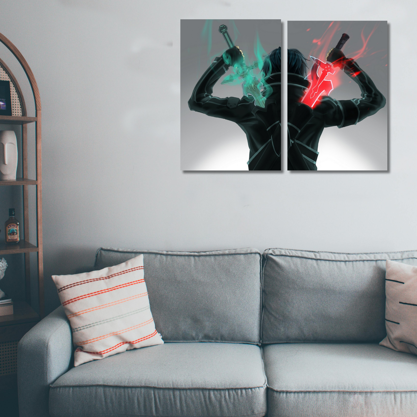 Kirito Dual Wield: Elucidator & Dark Repulser Glow Art - Premium Metal Poster