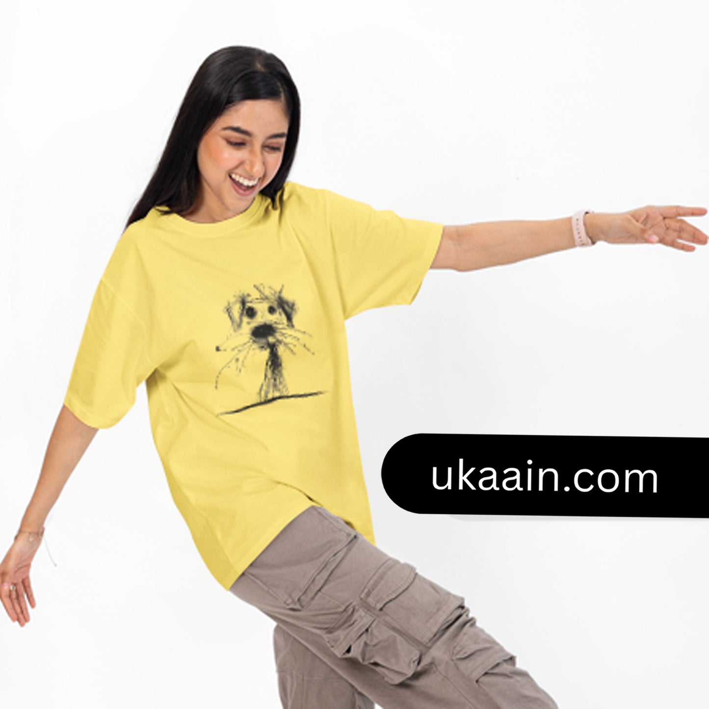 Men & Women: Premium The Doodle Pup Oversized T-Shirt (Pack Of 1)