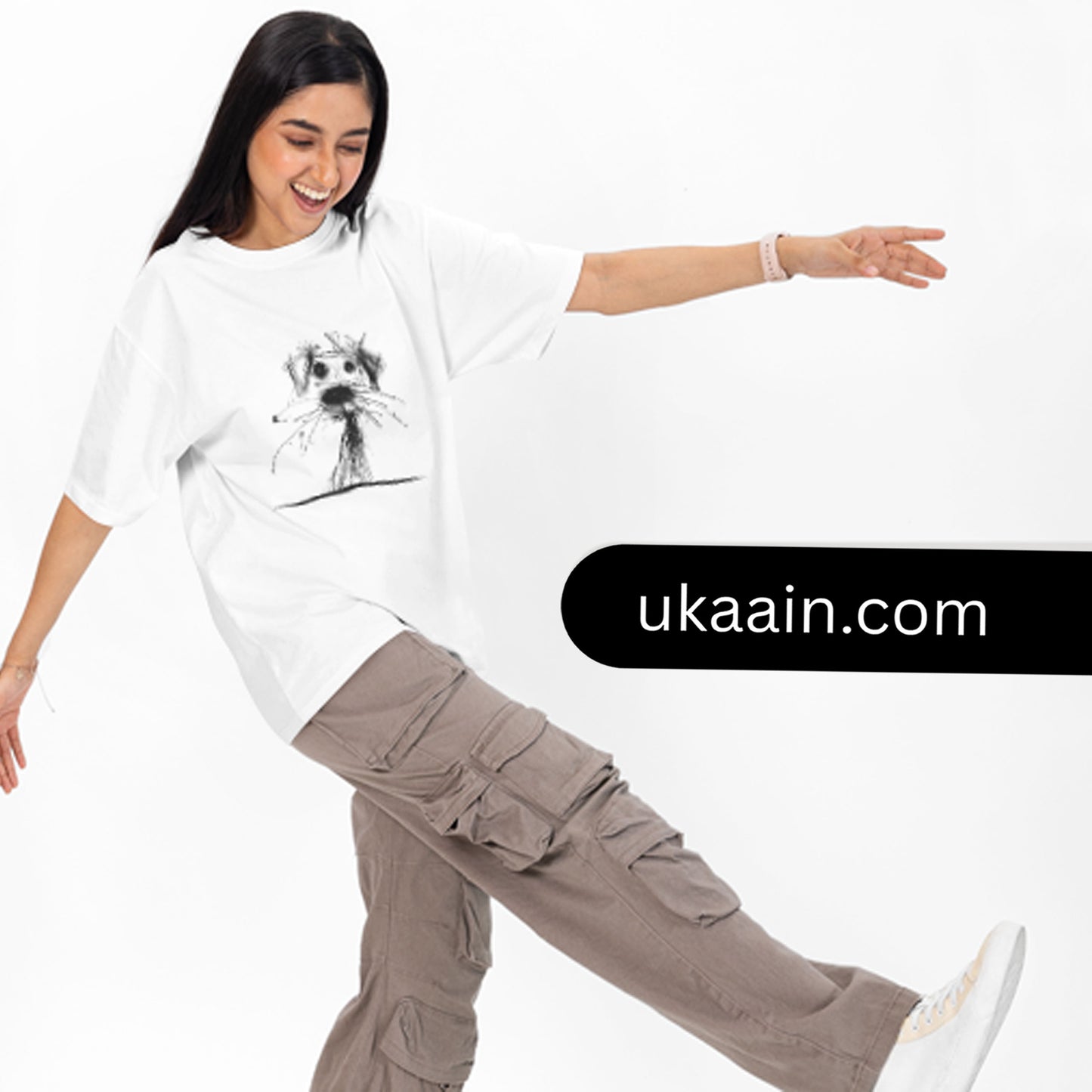 Men & Women: Premium The Doodle Pup Oversized T-Shirt (Pack Of 1)