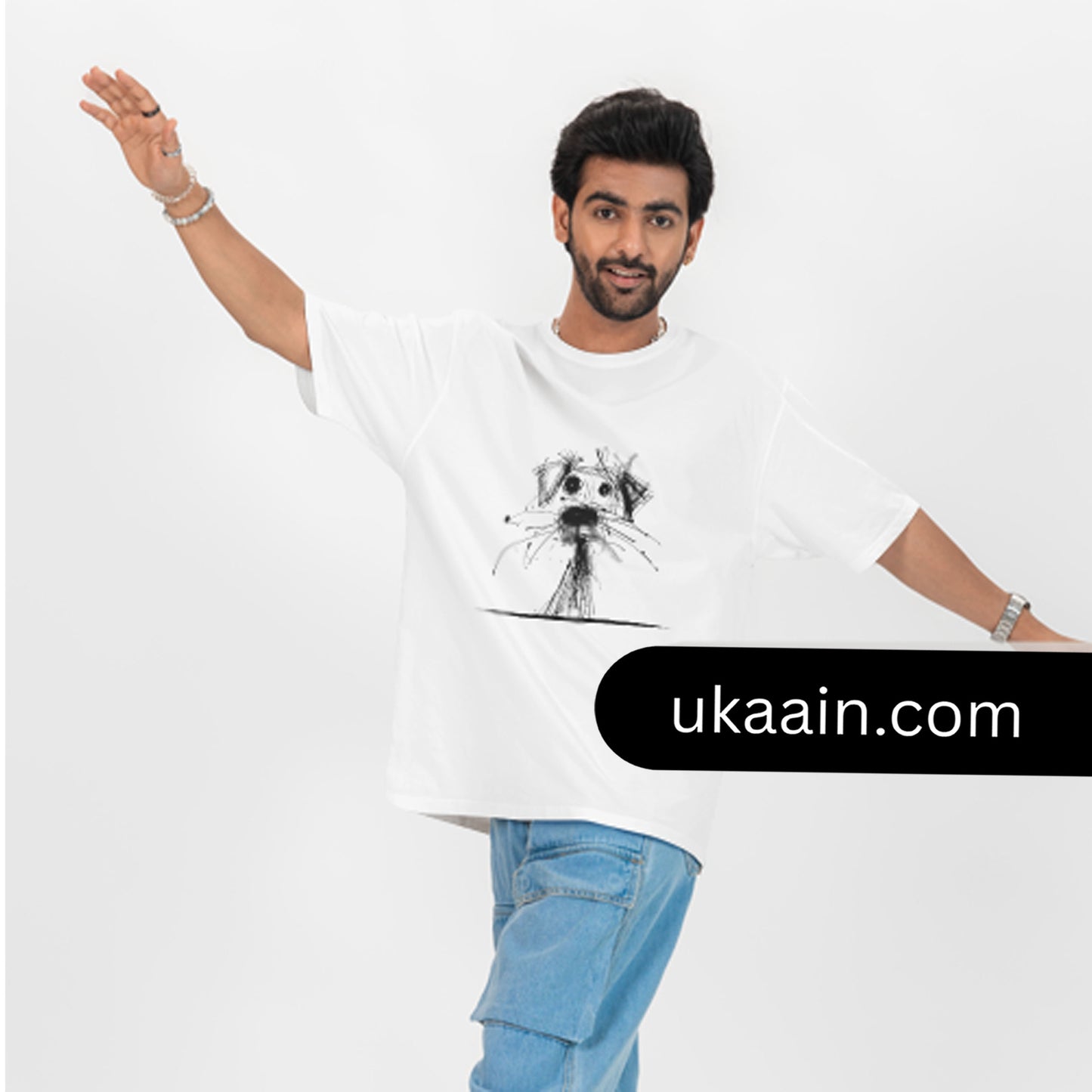 Men & Women: Premium The Doodle Pup Oversized T-Shirt (Pack Of 1)