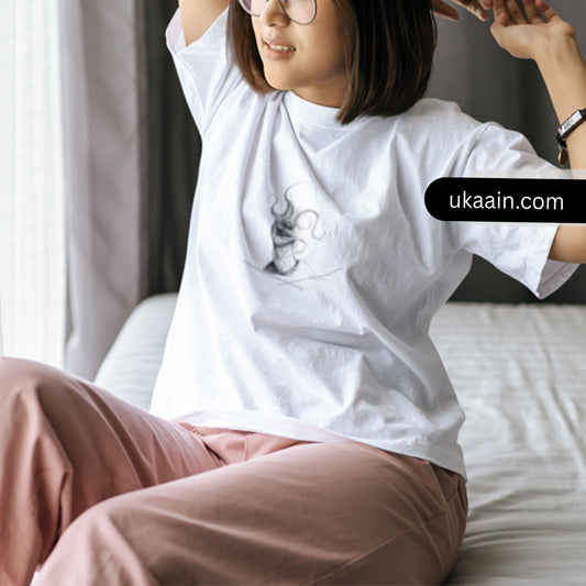 The Ethereal White & Soft Pink:  Premium Oversized Tshirt