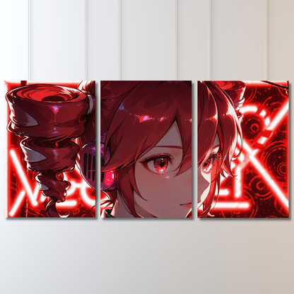Scarlet Cyber-Girl: Anime - Premium Metal Poster