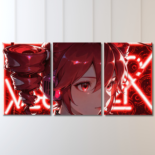 Scarlet Cyber-Girl: Anime - Premium Metal Poster