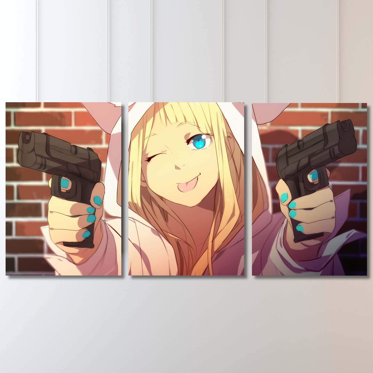 Akimbo Kawaii: Playful Assassin - Premium Metal Poster