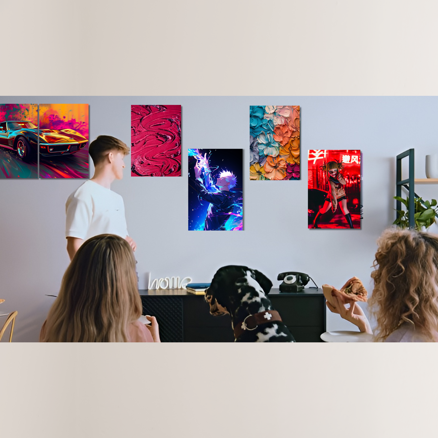 Retro Velocity: 10-Panel Abstract Muscle Car - Premium Metal Poster