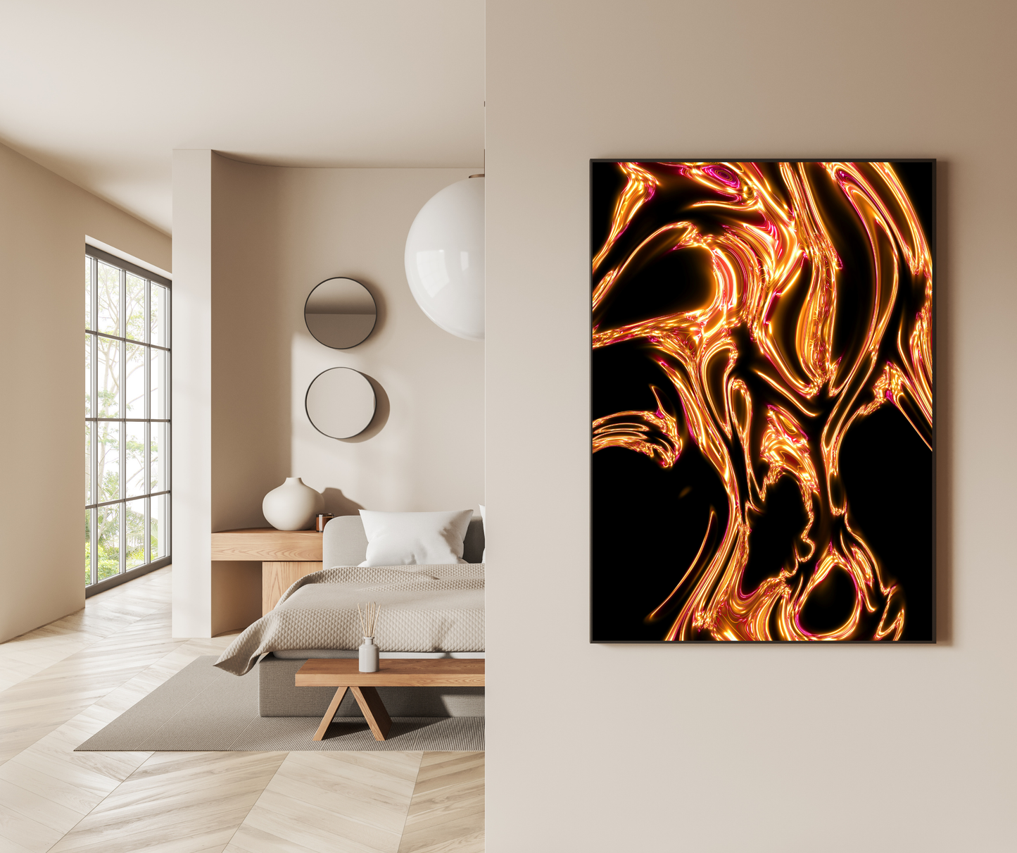 The Fluid Dance of Molten Gold - Premium Metal Poster