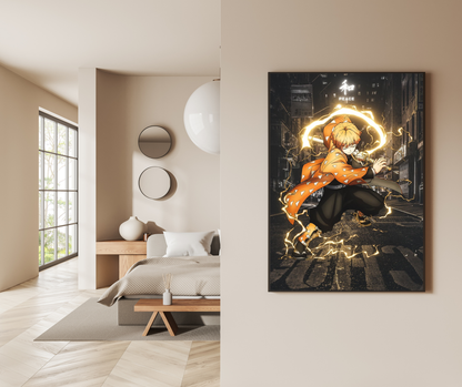 Thunder Spirit: Zenitsu Agatsuma Anime - Premium Metal Poster