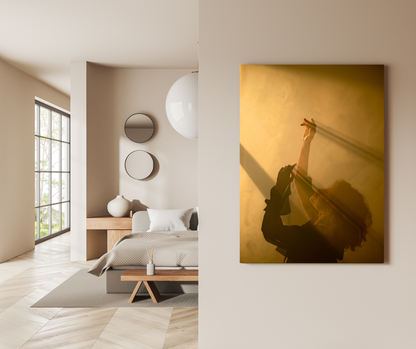 Golden Solace: Chasing the Ethereal Light - Premium Metal Poster