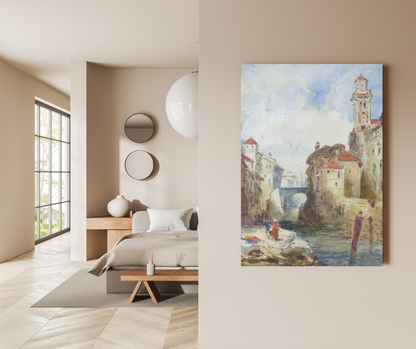 The Venetian Dream: Watercolor Serenity - Premium Metal Poster