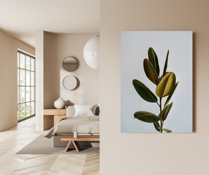 Verdant Minimalist: The Rubber Fig Study - Premium Metal Poster