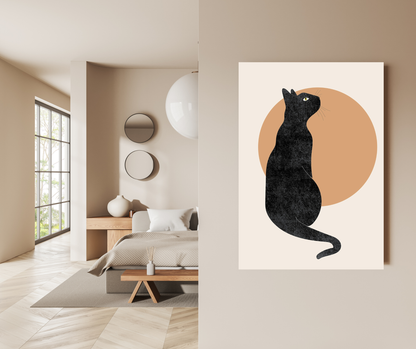 The Midnight Silhouette: Lunar Feline - Premium Metal Poster