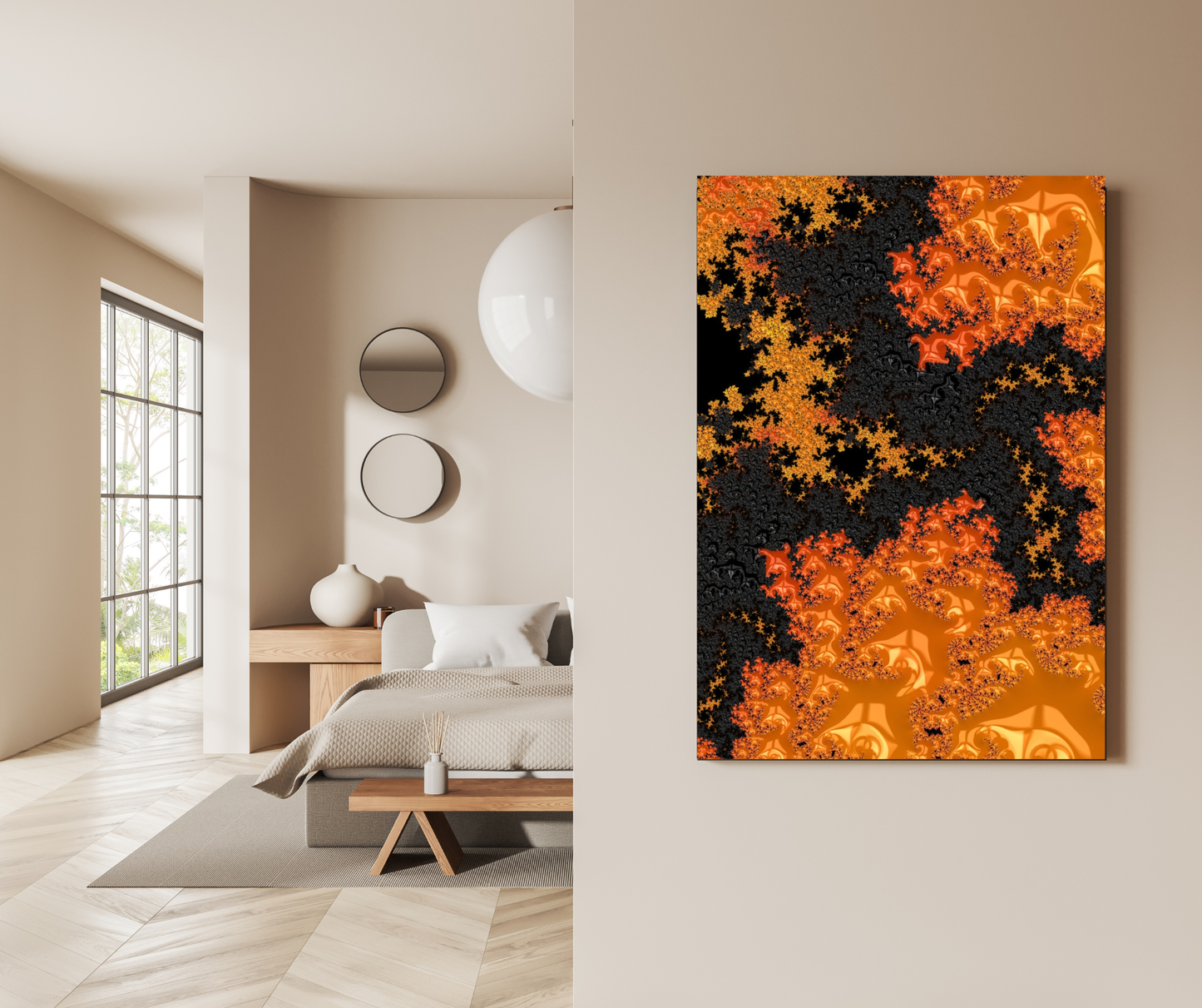 Molten Core: Abstract Lava Fractal Flow - Premium Metal Poster