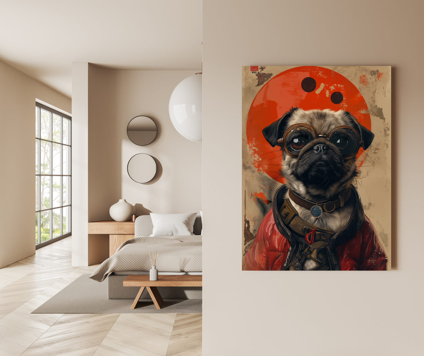 Cyber-Pug: Vintage Steampunk Aviator - Premium Metal Poster