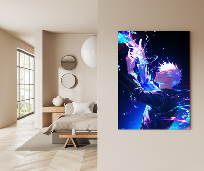 Satoru Gojo: Infinite Azure Radiance - Premium Metal Poster