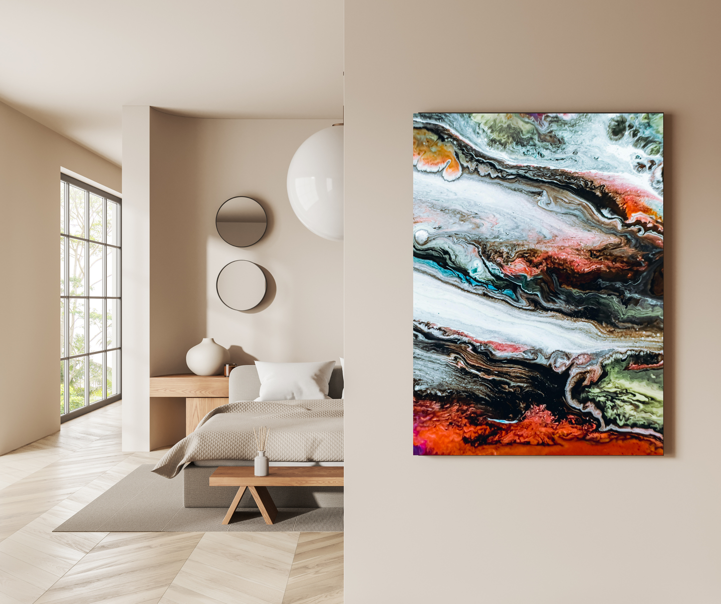 Crimson Glaze: Luxury Marble Abstract Metal Poster