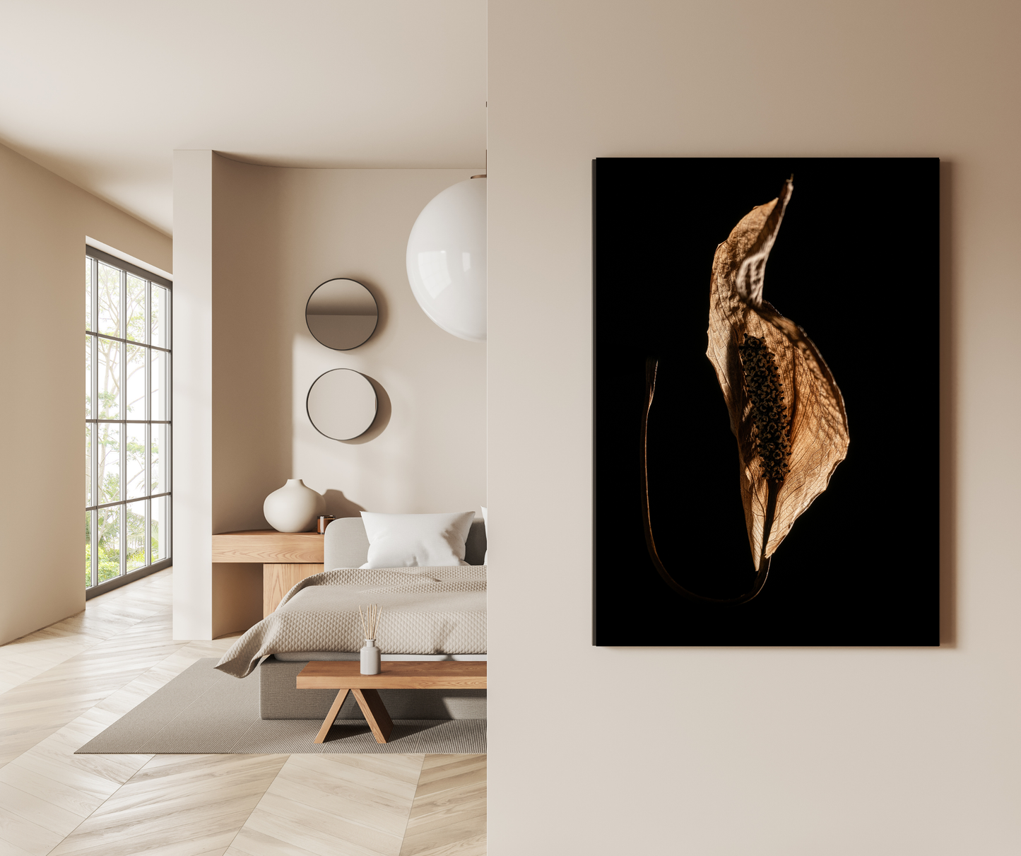 The Golden Wither: Botanical Noir - Premium Metal Poster