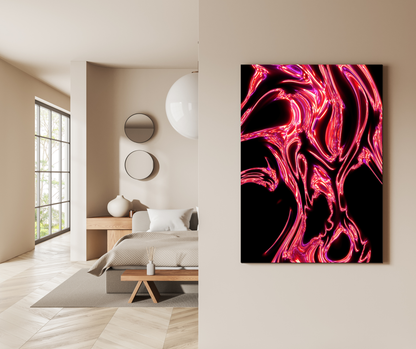 The Radiant Flow of Ruby Electric - Premium Metal Poster