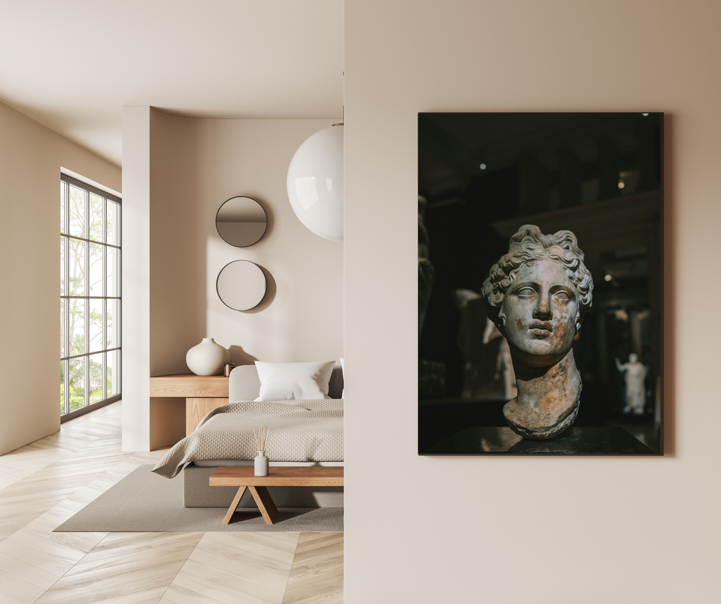 Eternal Grace: Vintage Grecian Sculpture - Premium Metal Poster