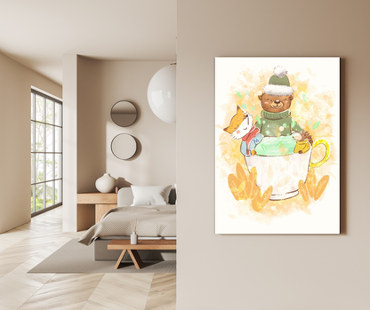 A Cozy Cup of Winter Friendships - Premium Metal Poster