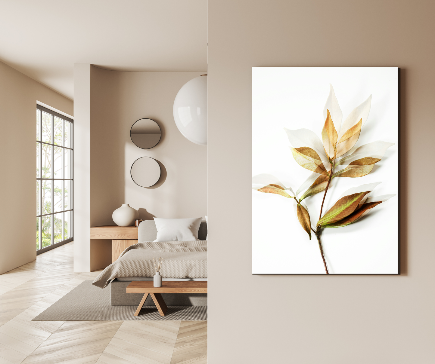 The Ethereal Glow of Golden Leaves - Premium Metal Poster