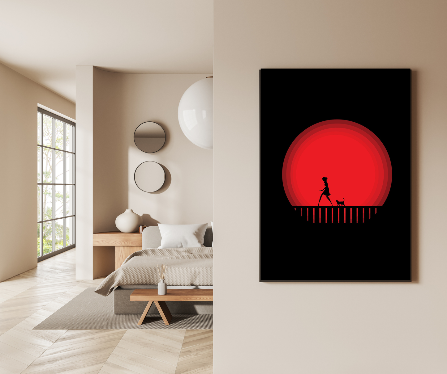 The Crimson Journey Under a Blood Moon - Premium Metal Poster