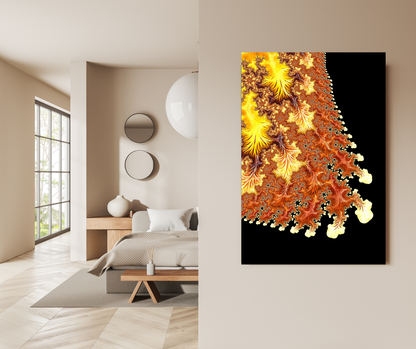 Golden Glitch: Fractal Amber & Obsidian Flow - Premium Metal Poster