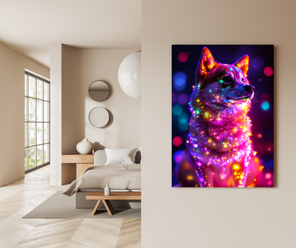 The Galactic Guardian: Stardust Shiba - Premium Metal Poster