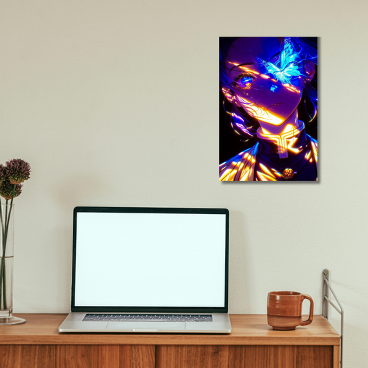 Metamorphosis: The Sapphire Wing Edition - Premium Metal Poster