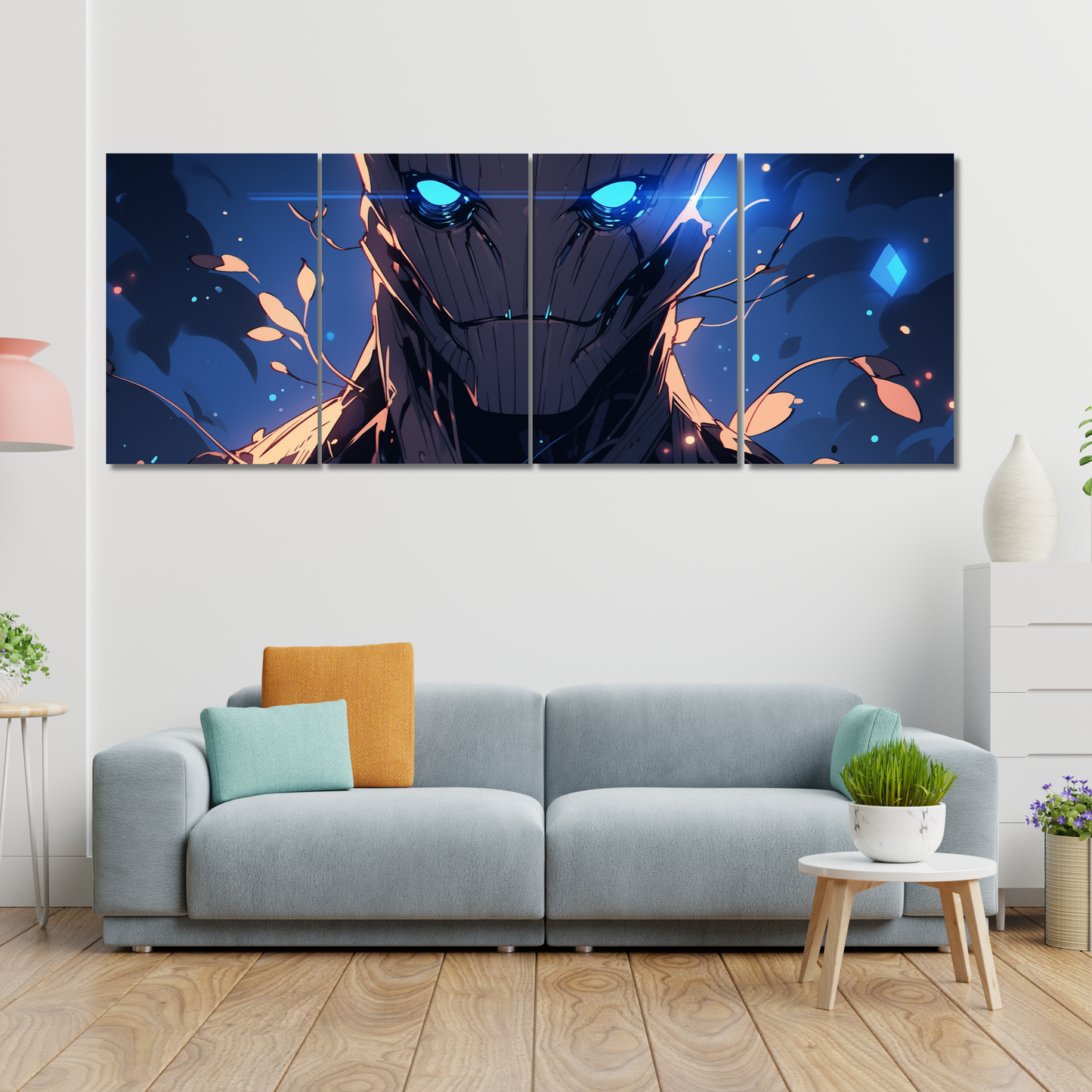 (Blue-Eyed Creature): "Azure Core: Sentinel - Premium Metal Poster