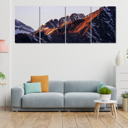 Golden Peak: Alpine Glow: - Premium Metal Poster