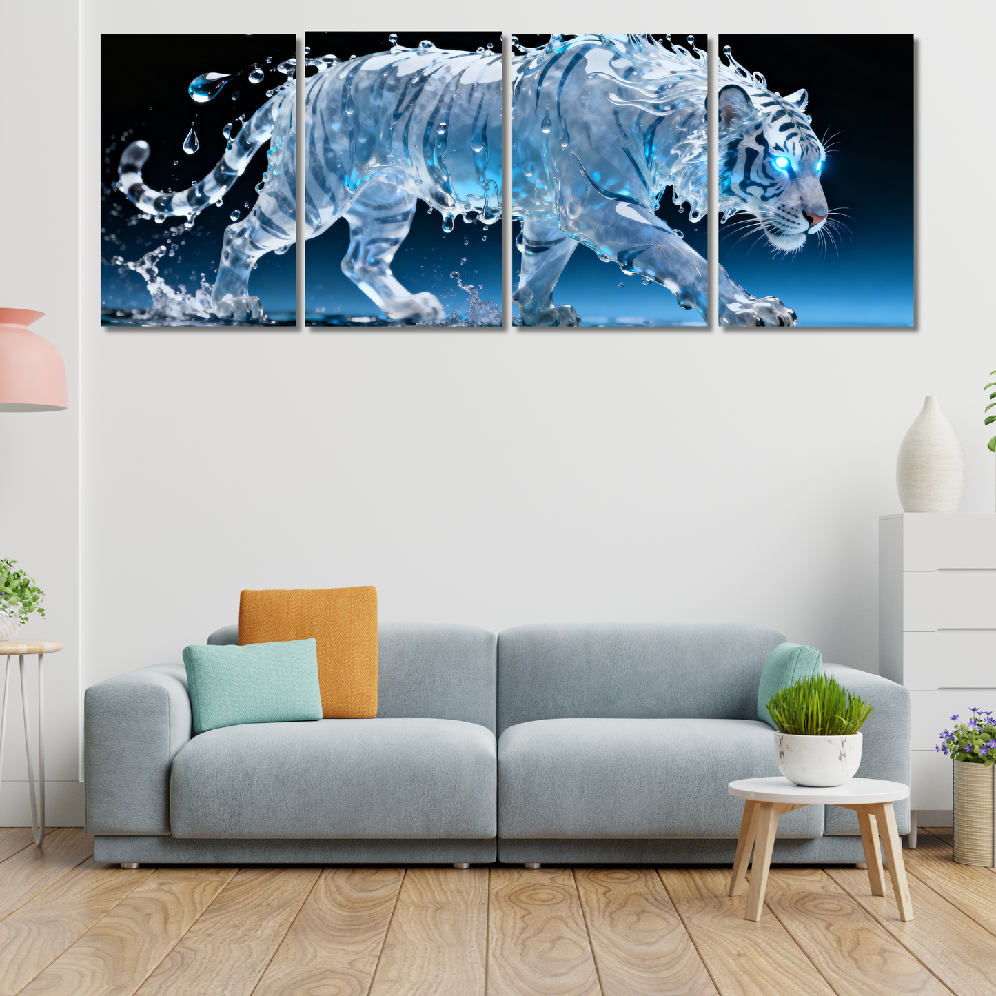 Aqua-Glacial Tiger: Crystal - Premium Metal Poster