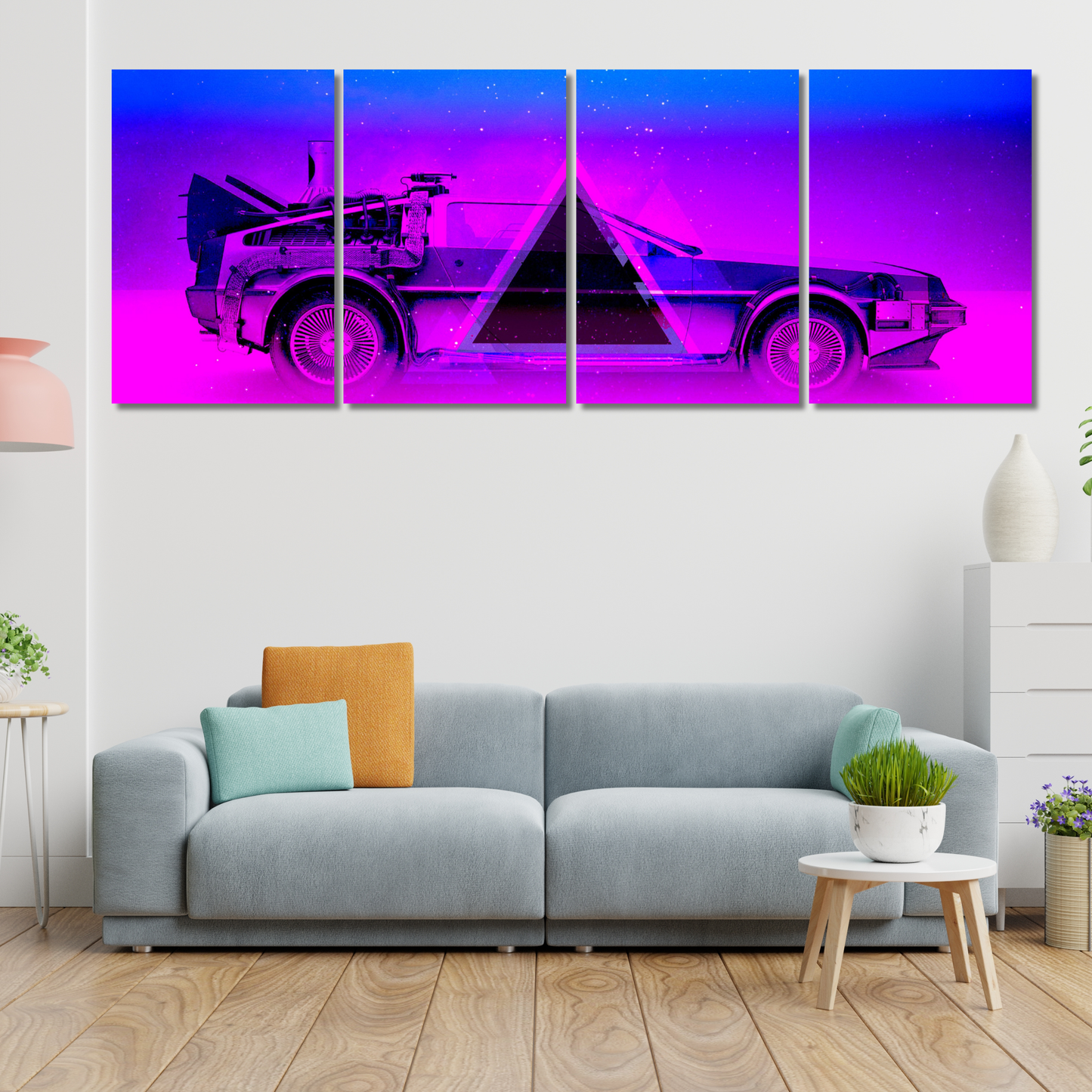 Retrowave DeLorean - Premium Metal Poster