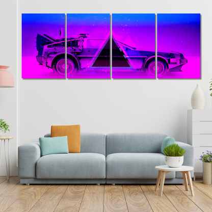 Retrowave DeLorean - Premium Metal Poster