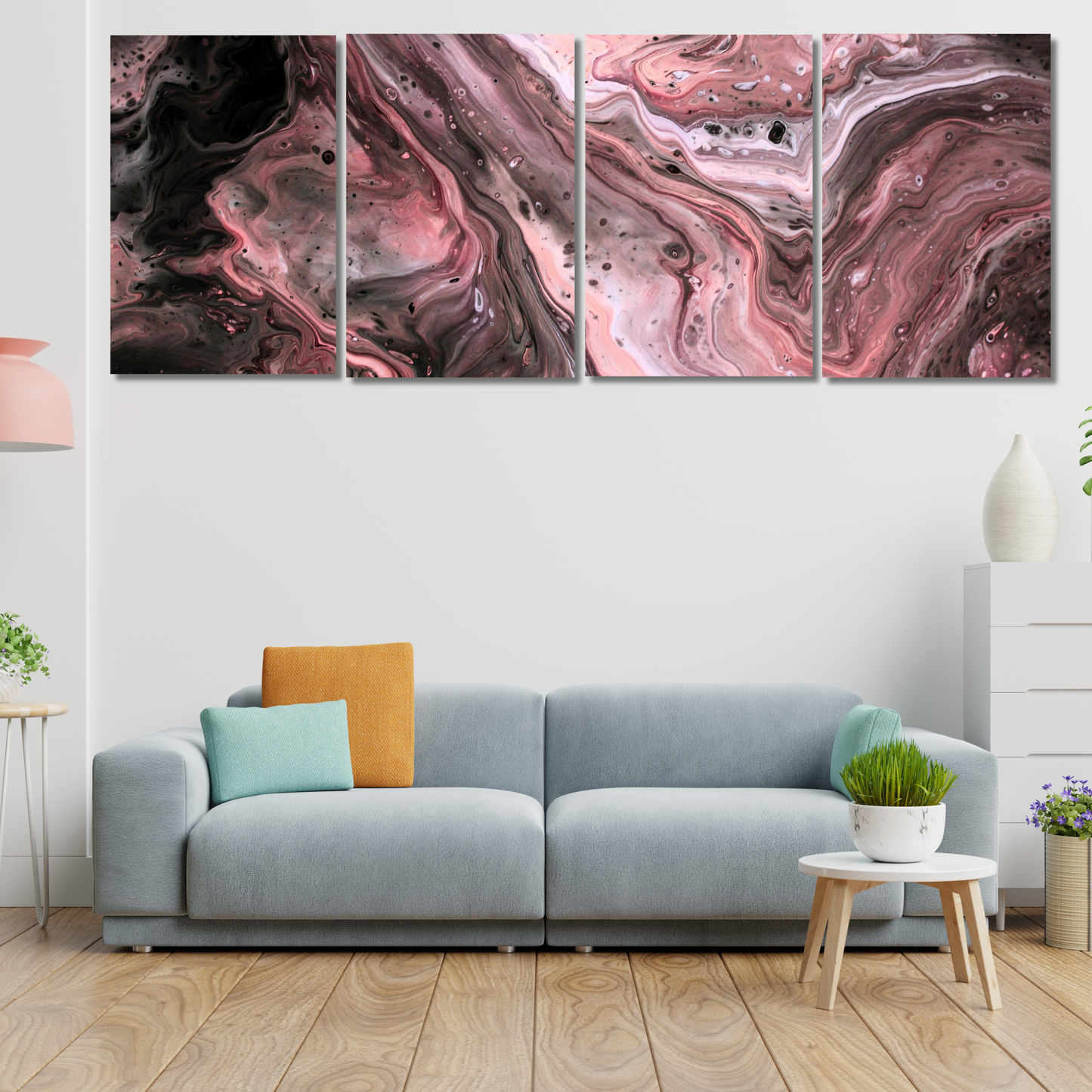 Ethereal Flow: Crimson - Premium Metal Poster