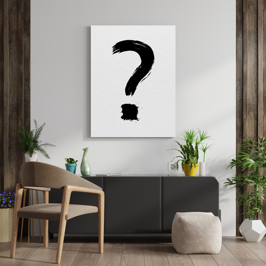 "Enigma Ink: Bold Minimalist Question Mark" - Premium Metal Poster