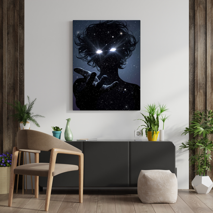 "Cosmic Reach: The Infinite Stardust Silhouette" - Premium Metal Poster