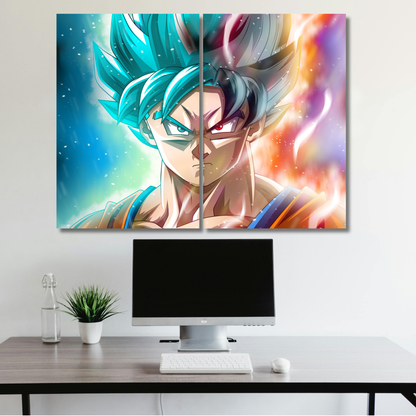 Son Goku: The Dual Essence of Saiyan Power - Premium Metal Poster