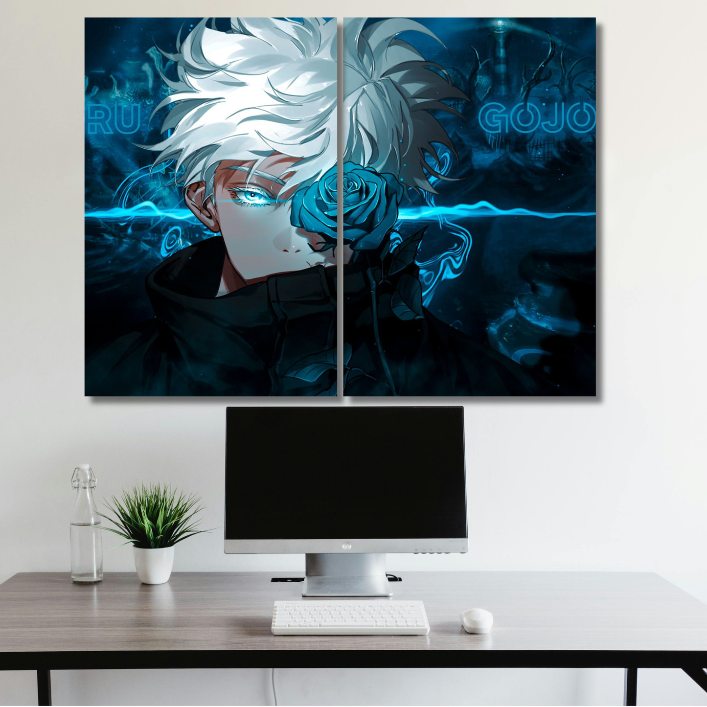 Satoru Gojo: The Azure Rose Infinity - Premium Metal Poster