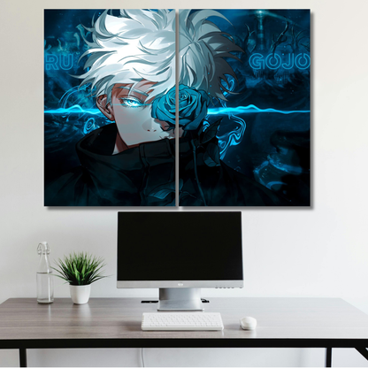 Satoru Gojo: The Azure Rose Infinity - Premium Metal Poster