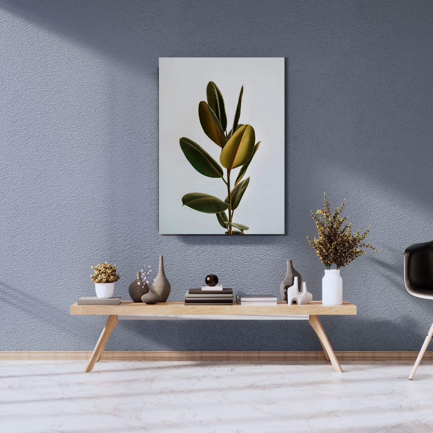 Verdant Minimalist: The Rubber Fig Study - Premium Metal Poster