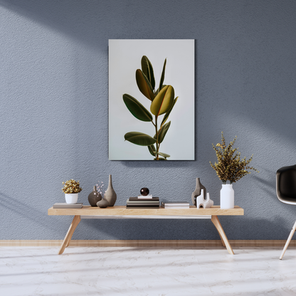Verdant Minimalist: The Rubber Fig Study - Premium Metal Poster