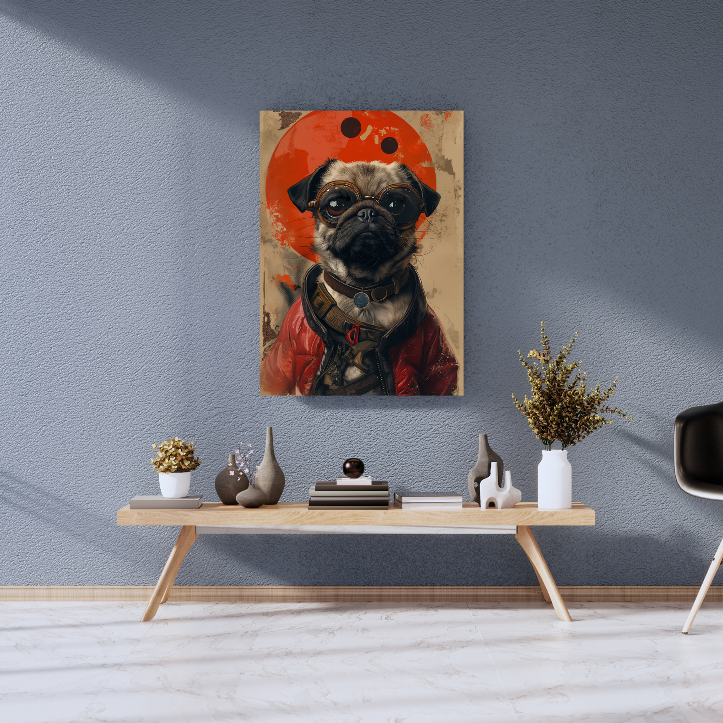 Cyber-Pug: Vintage Steampunk Aviator - Premium Metal Poster